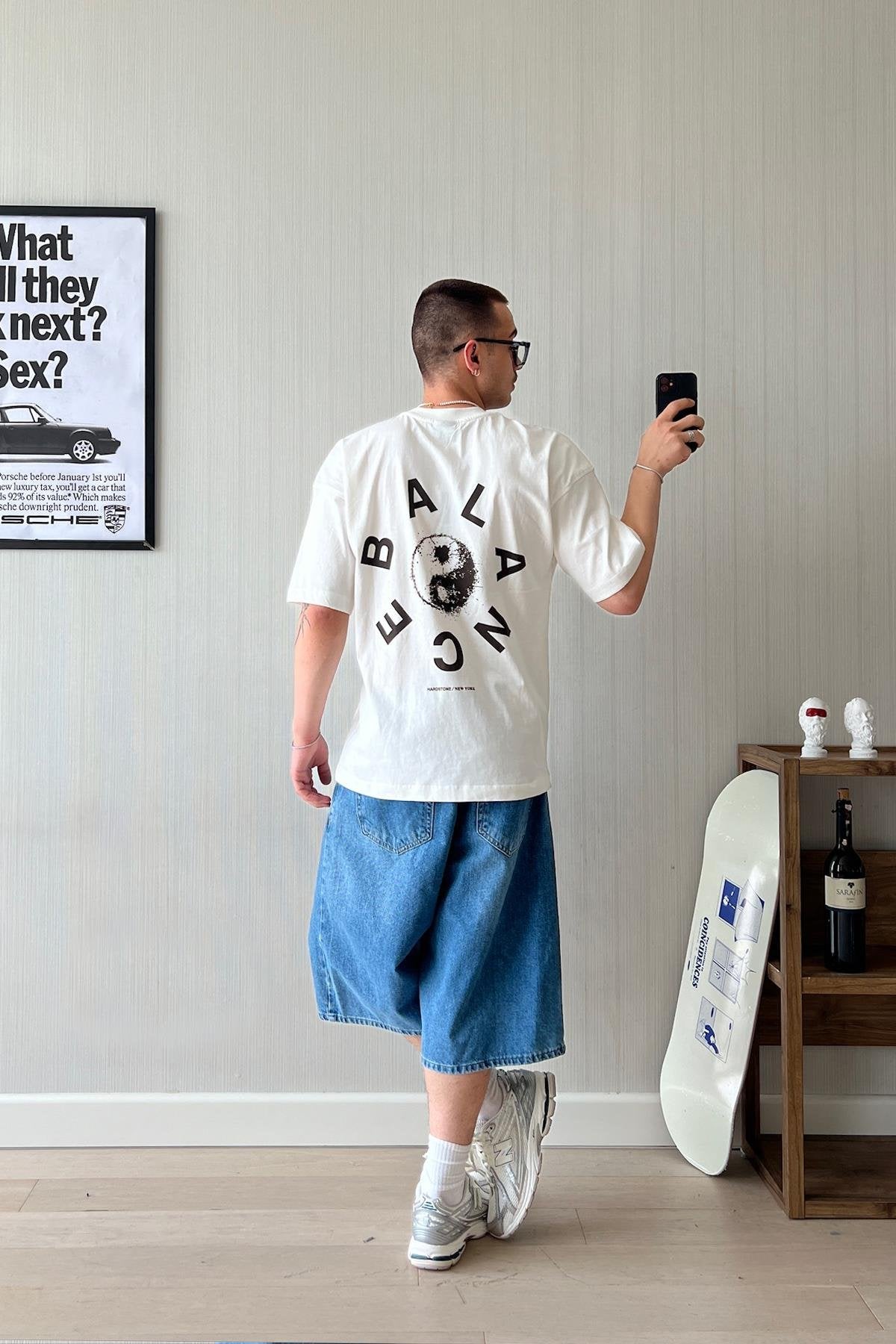 YingYang Printed Ecru Oversized T-Shirt