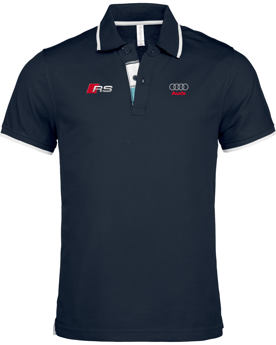 Audi RS Polo Shirt Men border neck