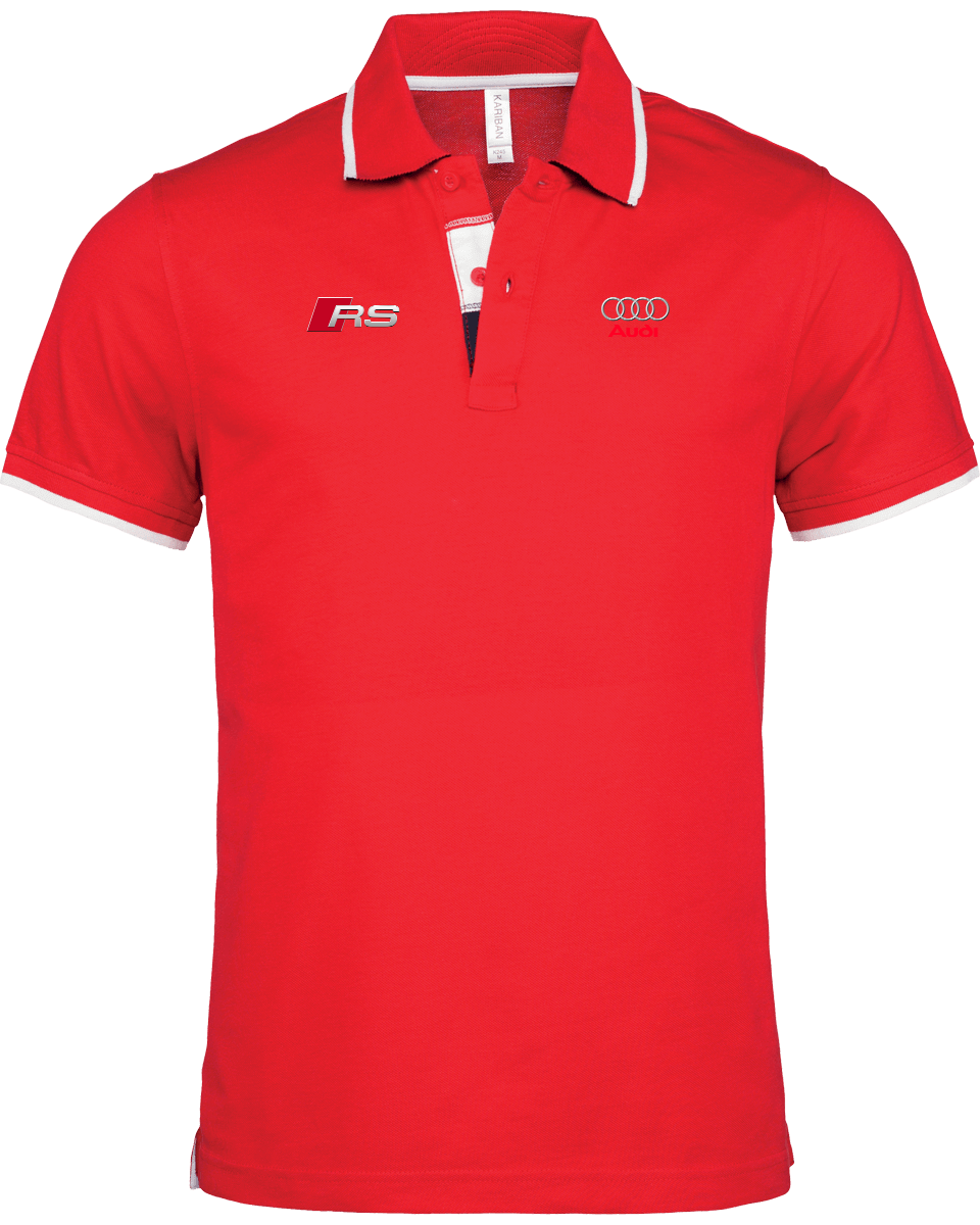 Audi RS Polo Shirt Men border neck