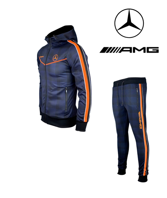 Mercedes AMG Tracksuit Men Training   Blue Bandes Oranges Black White