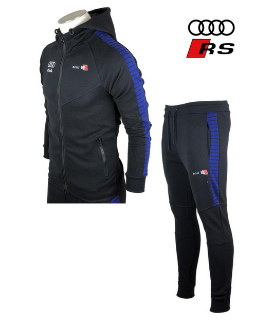 Audi Tracksuit Black bandes Blue AUDI RS