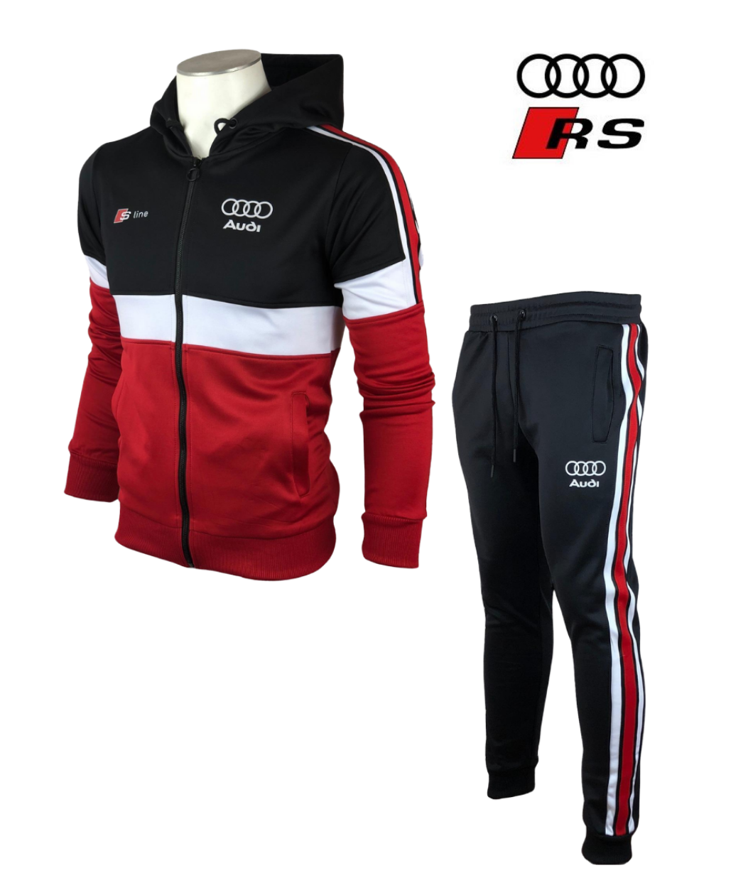 Audi Tracksuit sport Men Black White Red Audi RS