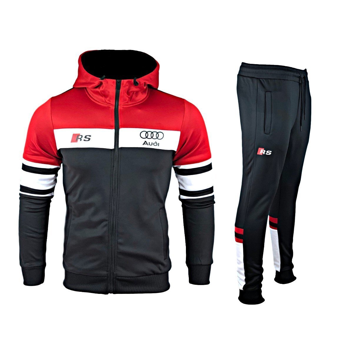 Ensemble Homme Survêtement Rouge Noir Blanc AUDI-Survêtement-frauto-Pixefy